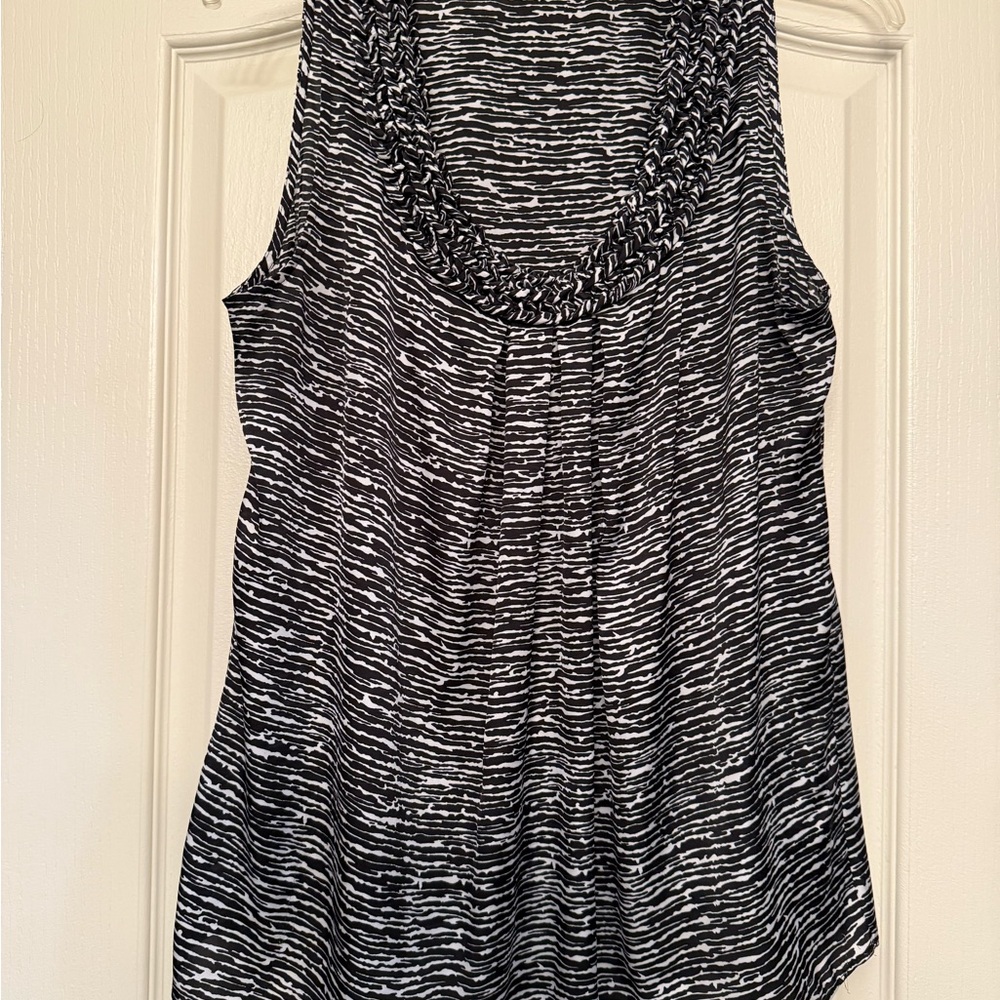 Anne Klein Black and White Striped Tank Top